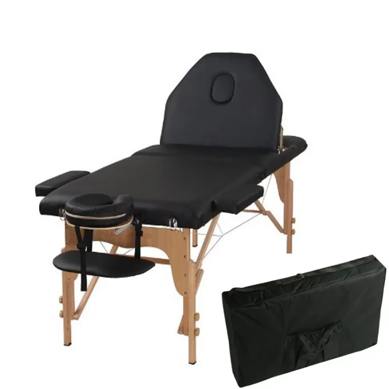 Pat professional pliabil ajustabil de lemn negru 3 sectiuni