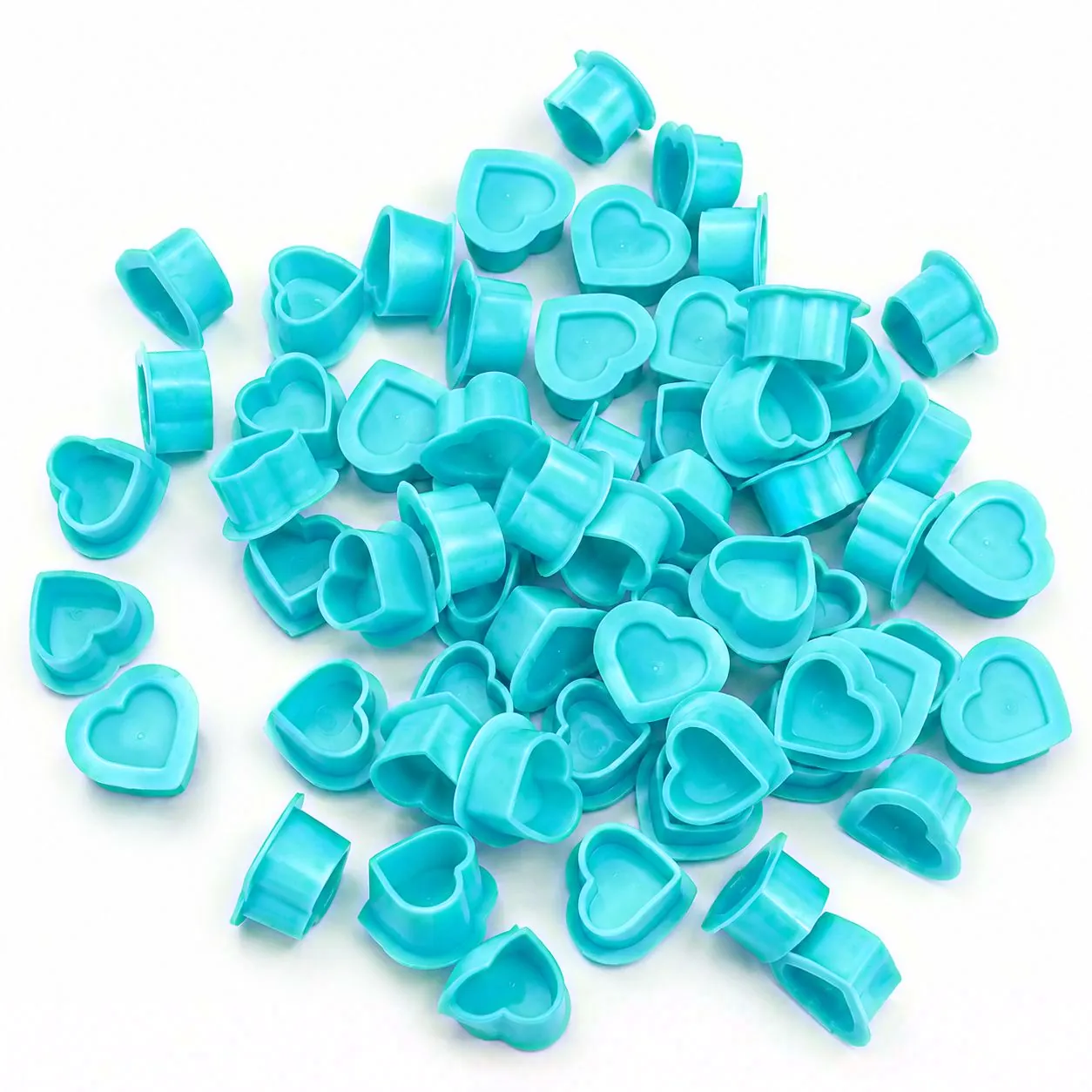Set 50 capacele silicon 12mm inima turquoise