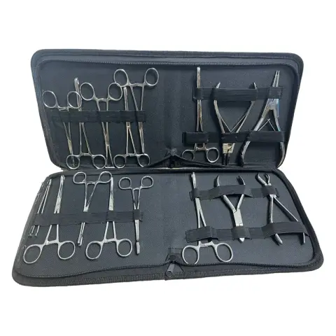 Kit 16 foarfeci + pensete pentru piercing