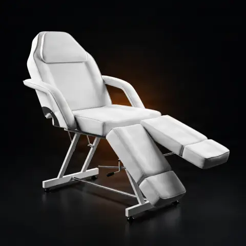 Scaun / Pat profesional pentru salon de tatuat picioare ajustabile Alb