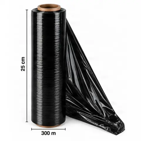 Folie Stretch Neagră 25 cm × 300 m