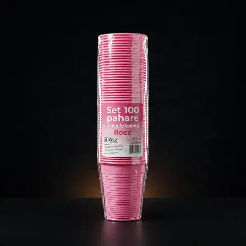 Set 100 pahare unica folosinta Rose