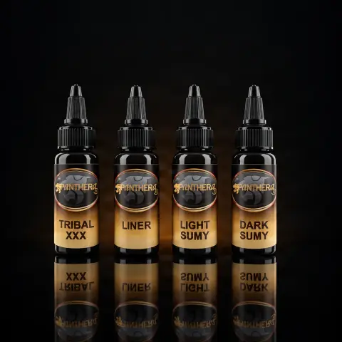 Set 4 tusuri Panthera Reach TRIBAL BLACK + LINER + LIGHT SUMI + DARK SUMI 30ml