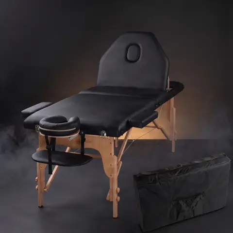 Pat professional pliabil ajustabil de lemn negru 3 sectiuni