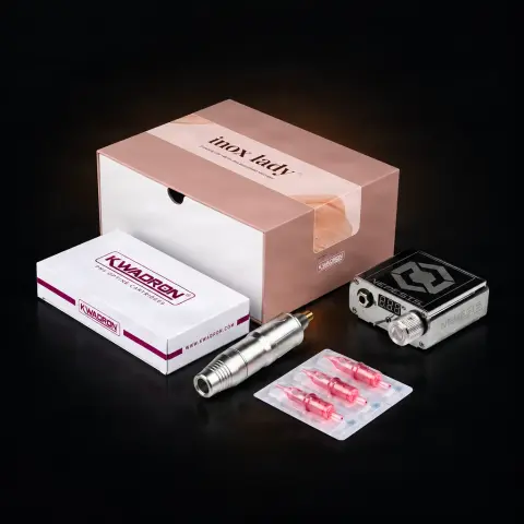 Kit masina de tatuat PMU INOX LADY V2 + SURSA NEMESIS