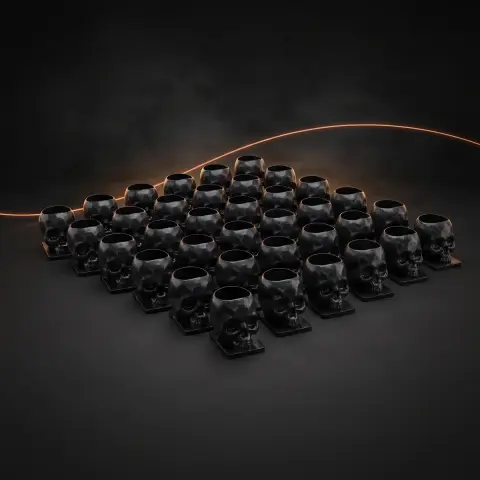 Set 50 Capacele Schelet Plastic 12mm Negru