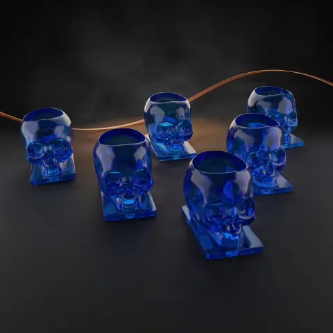 Set 50 Capacele Schelet Plastic 12mm Albastru Inchis