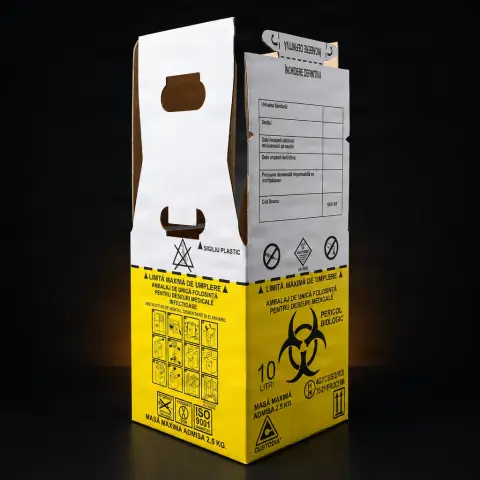 Cutie 10L cu sac Biohazard pt deseuri biologice