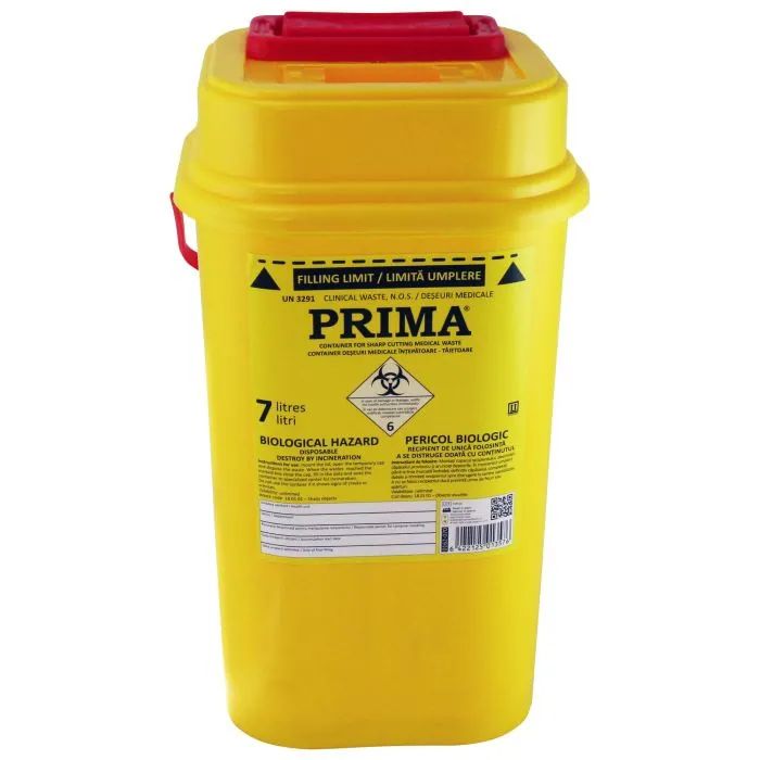 Recipient plastic 7 litri pentru deseuri intepatoare / taioase