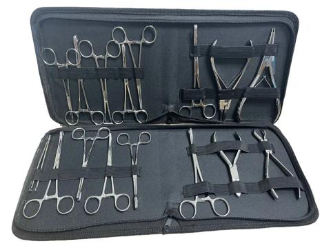Kit 16 foarfeci + pensete pentru piercing