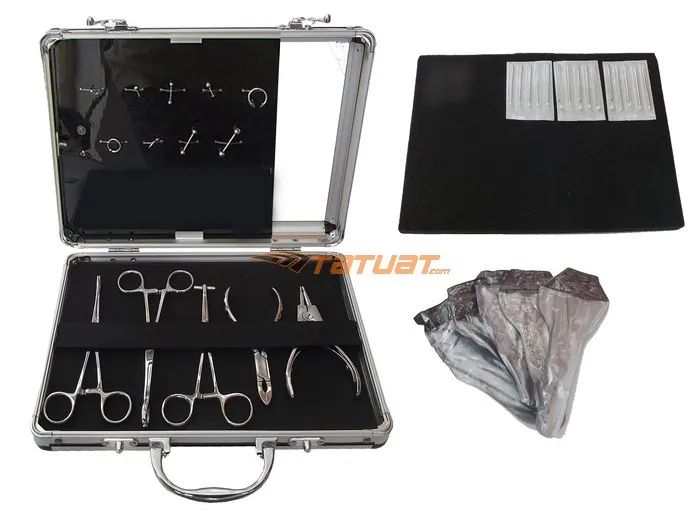 Kit Piercing cu 5 foarfeci clesti si accesorii