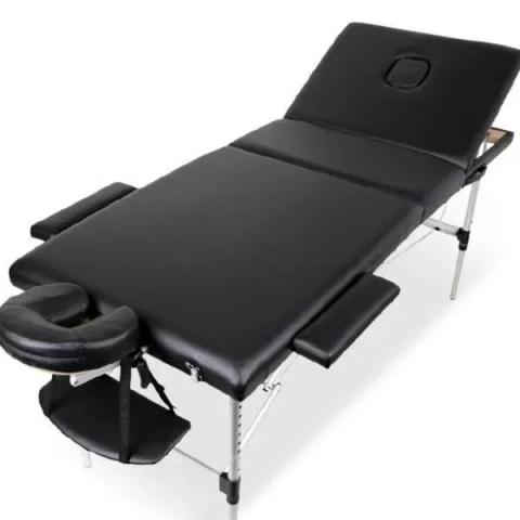 Pat profesional pliabil ajustabil de aluminiu pentru salon de tatuat negru 3 sectiuni