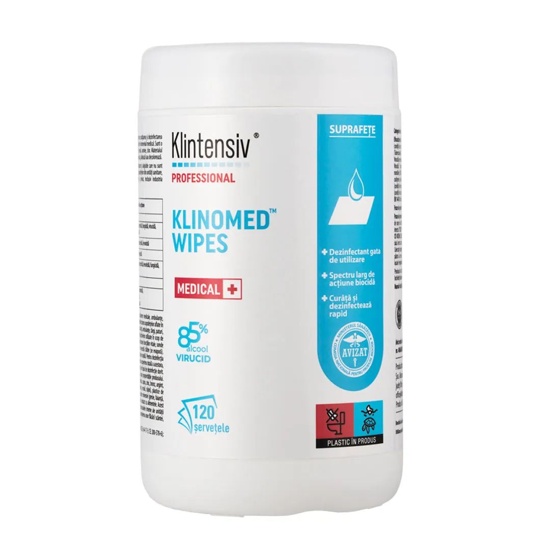 Klintensiv Klinomed wipes - servetele suprafete 85% alcool 120buc/tub